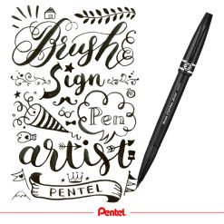 nero, grigio, marrone, ocra Pentel SESF30C Brush Sign Pen Artist punta a pennello extra fine taschina 4 pz 