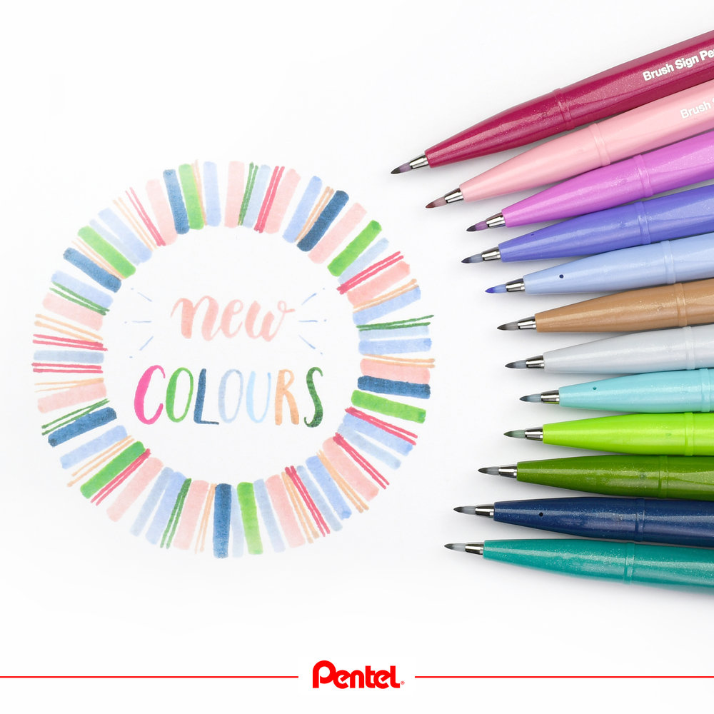 Pentel brush sign pens new colours 2020 swatches 